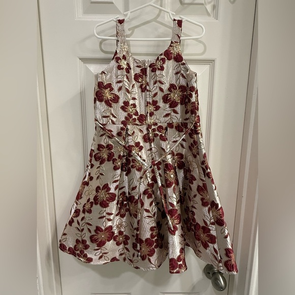 Formal Floral  Halter Dress with Red and Gold Accents Girl 6 - Picture 6 of 6